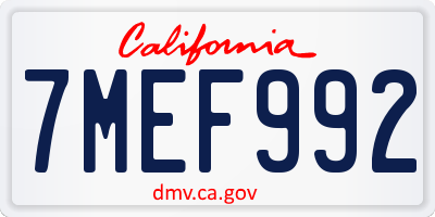 CA license plate 7MEF992