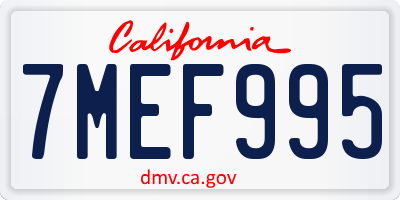 CA license plate 7MEF995