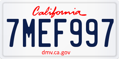 CA license plate 7MEF997