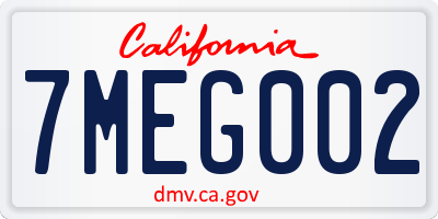 CA license plate 7MEG002