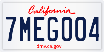 CA license plate 7MEG004