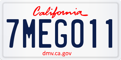 CA license plate 7MEG011