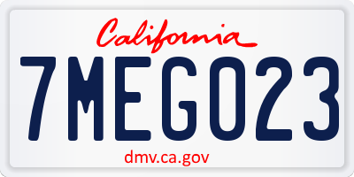 CA license plate 7MEG023