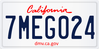 CA license plate 7MEG024