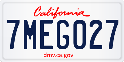 CA license plate 7MEG027