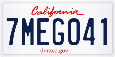 CA license plate 7MEG041