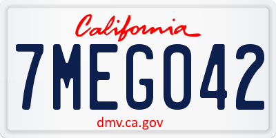 CA license plate 7MEG042