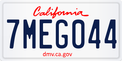 CA license plate 7MEG044