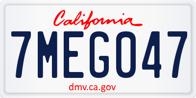 CA license plate 7MEG047