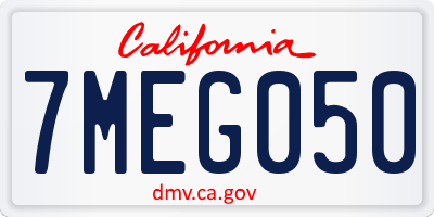 CA license plate 7MEG050