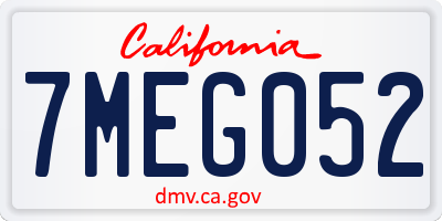 CA license plate 7MEG052