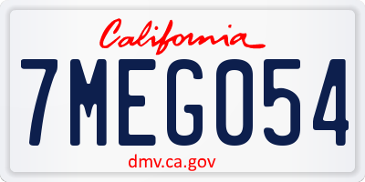 CA license plate 7MEG054
