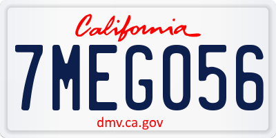 CA license plate 7MEG056