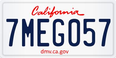 CA license plate 7MEG057