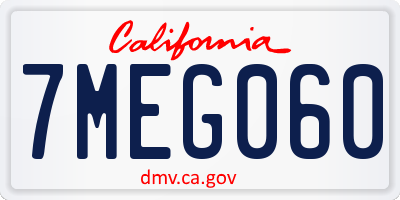 CA license plate 7MEG060
