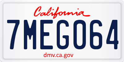 CA license plate 7MEG064