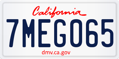 CA license plate 7MEG065