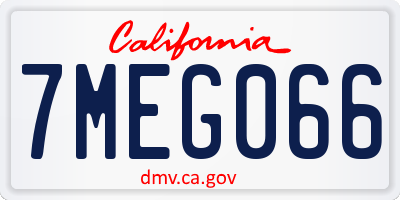 CA license plate 7MEG066