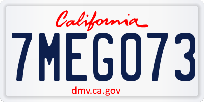 CA license plate 7MEG073