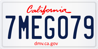 CA license plate 7MEG079
