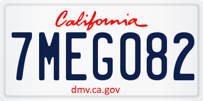 CA license plate 7MEG082