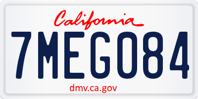 CA license plate 7MEG084
