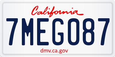 CA license plate 7MEG087