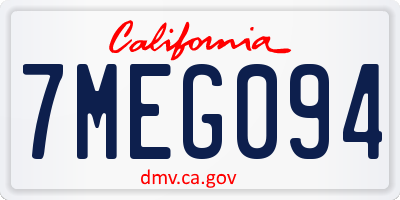 CA license plate 7MEG094