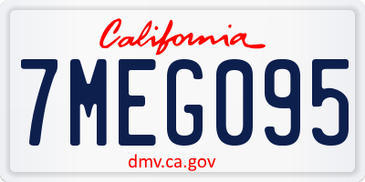 CA license plate 7MEG095