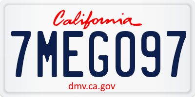 CA license plate 7MEG097