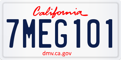 CA license plate 7MEG101