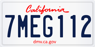 CA license plate 7MEG112