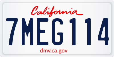 CA license plate 7MEG114
