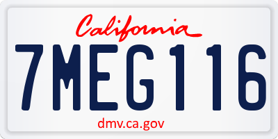 CA license plate 7MEG116