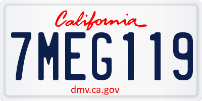 CA license plate 7MEG119