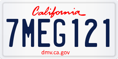CA license plate 7MEG121