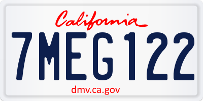 CA license plate 7MEG122