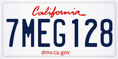 CA license plate 7MEG128