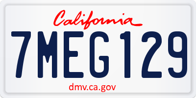 CA license plate 7MEG129