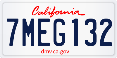 CA license plate 7MEG132