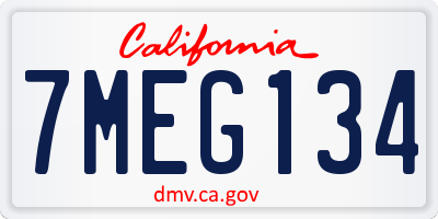 CA license plate 7MEG134