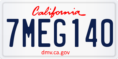 CA license plate 7MEG140