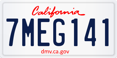 CA license plate 7MEG141