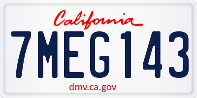 CA license plate 7MEG143