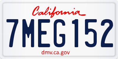 CA license plate 7MEG152