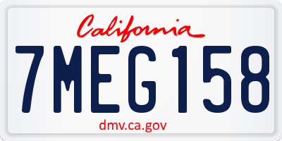 CA license plate 7MEG158