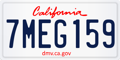 CA license plate 7MEG159