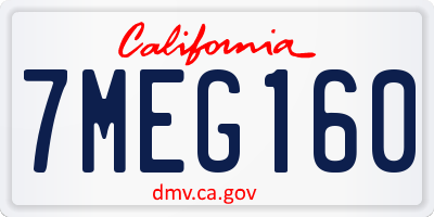 CA license plate 7MEG160