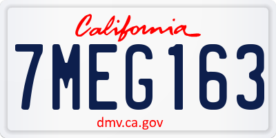 CA license plate 7MEG163