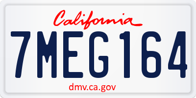 CA license plate 7MEG164